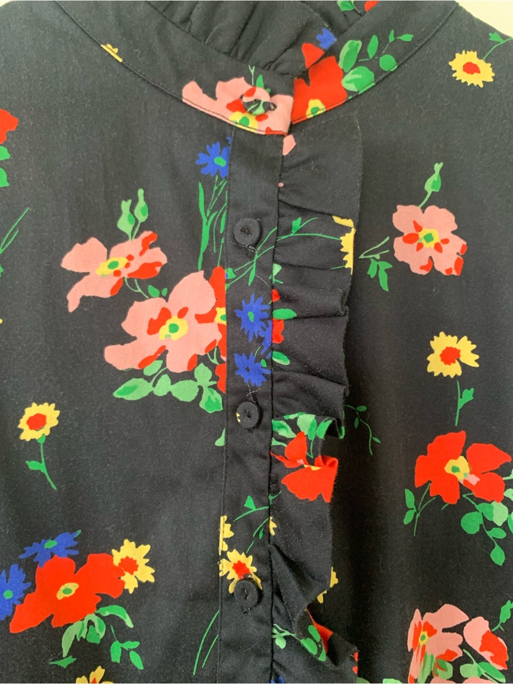 Tuckernuck Tate Floral Ruffle Mini Dress Women’s XS Black Long Sleeve Mock Neck - Picture 5 of 6